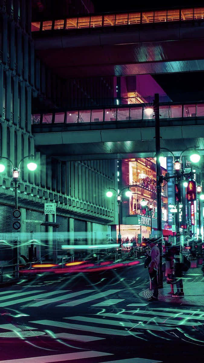 Velkommen til Neon-oplyst Tokyo - landet af Japan Cyber Punk Wallpaper