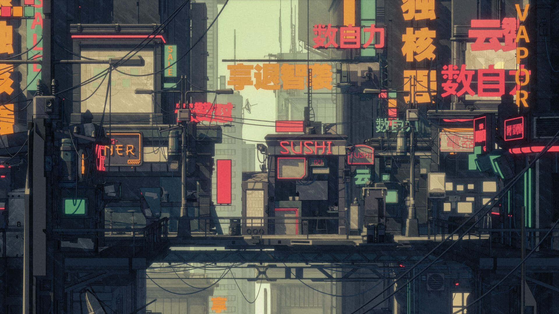 The massive architecture of Japan Cyberpunk awes those who experience it. Wallpaper