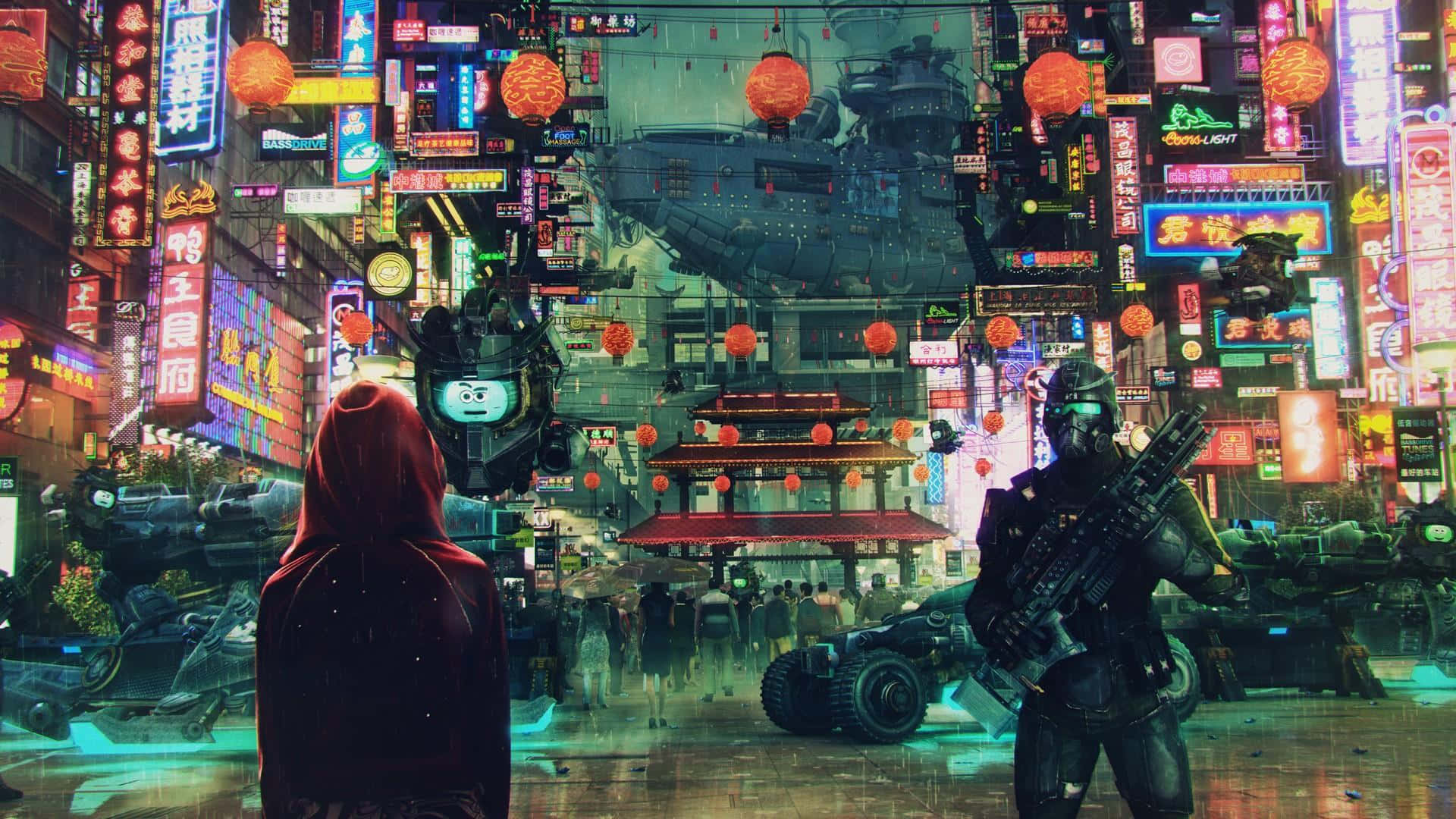 Japan cyberpunk wallpaper by Hovederutre - Download on ZEDGE™