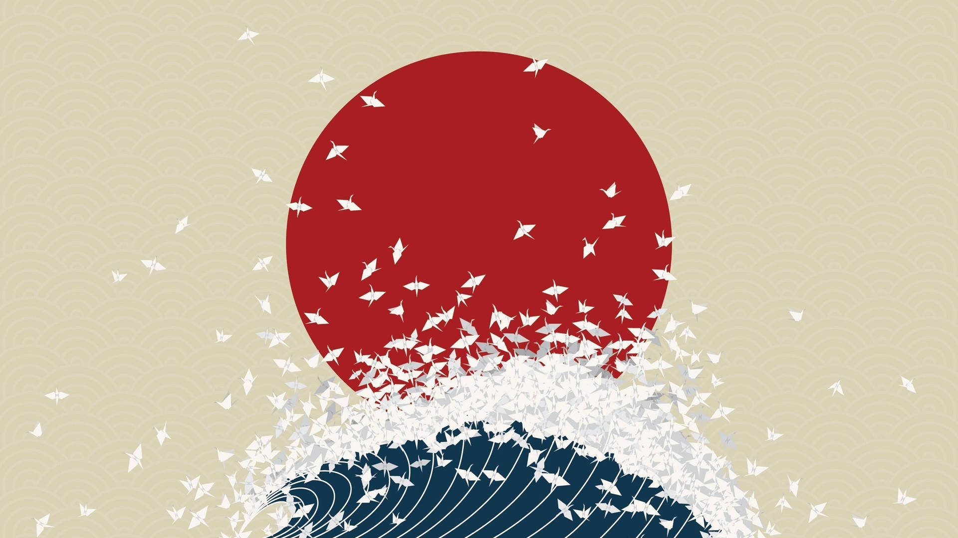 Japansflagga Med Beige Bakgrund. Wallpaper