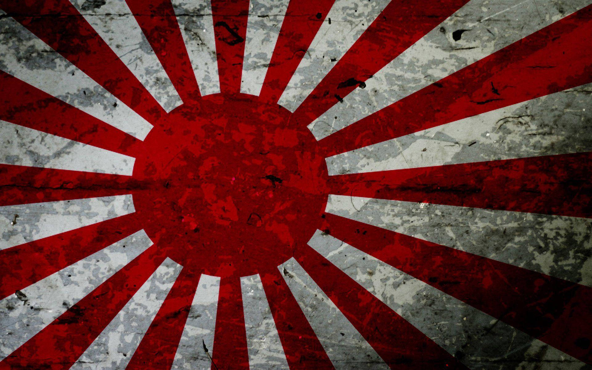 Japan Flag Med Røde Stråler Wallpaper