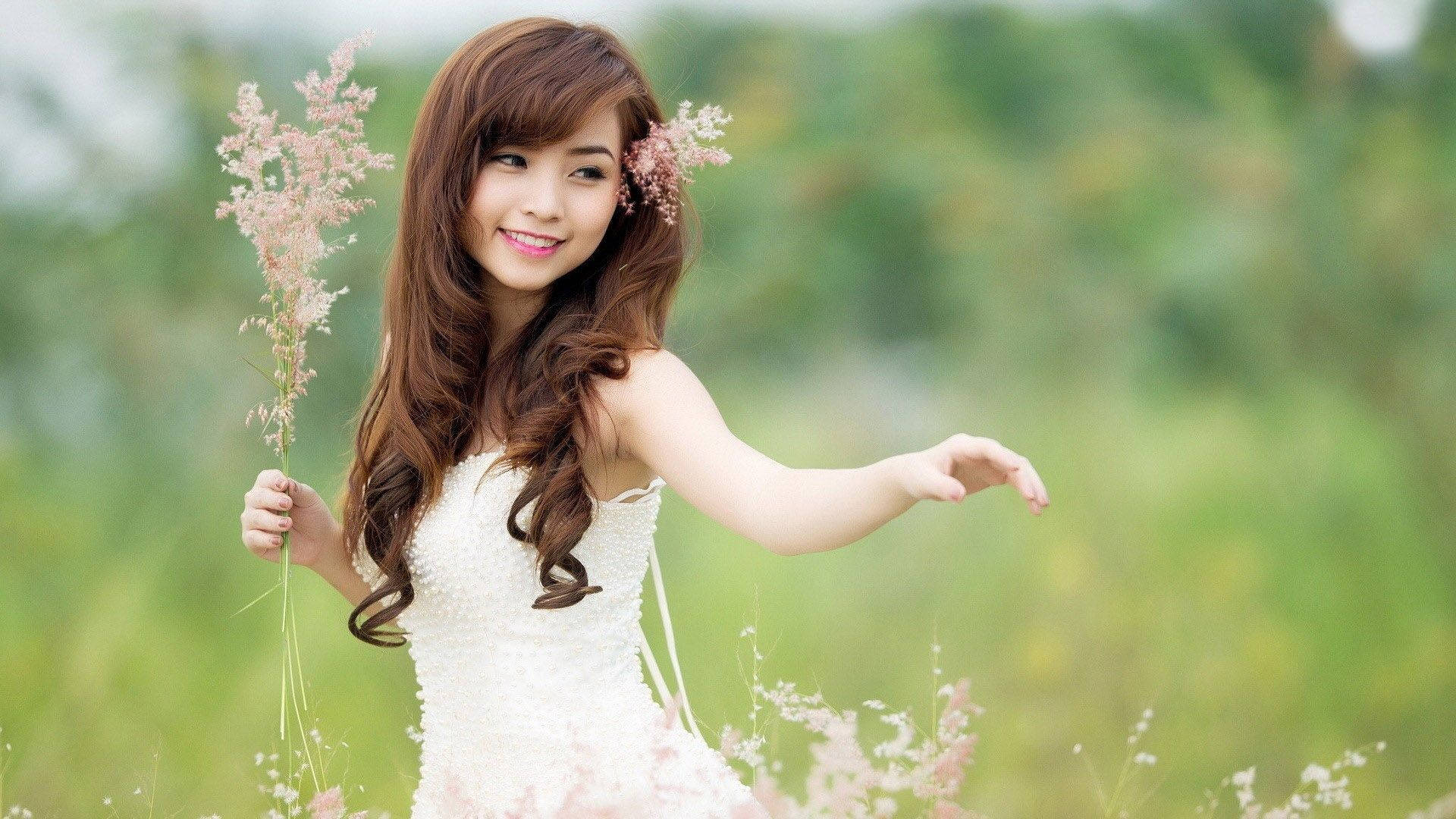 Japan Girl Fairy White Dress Wallpaper