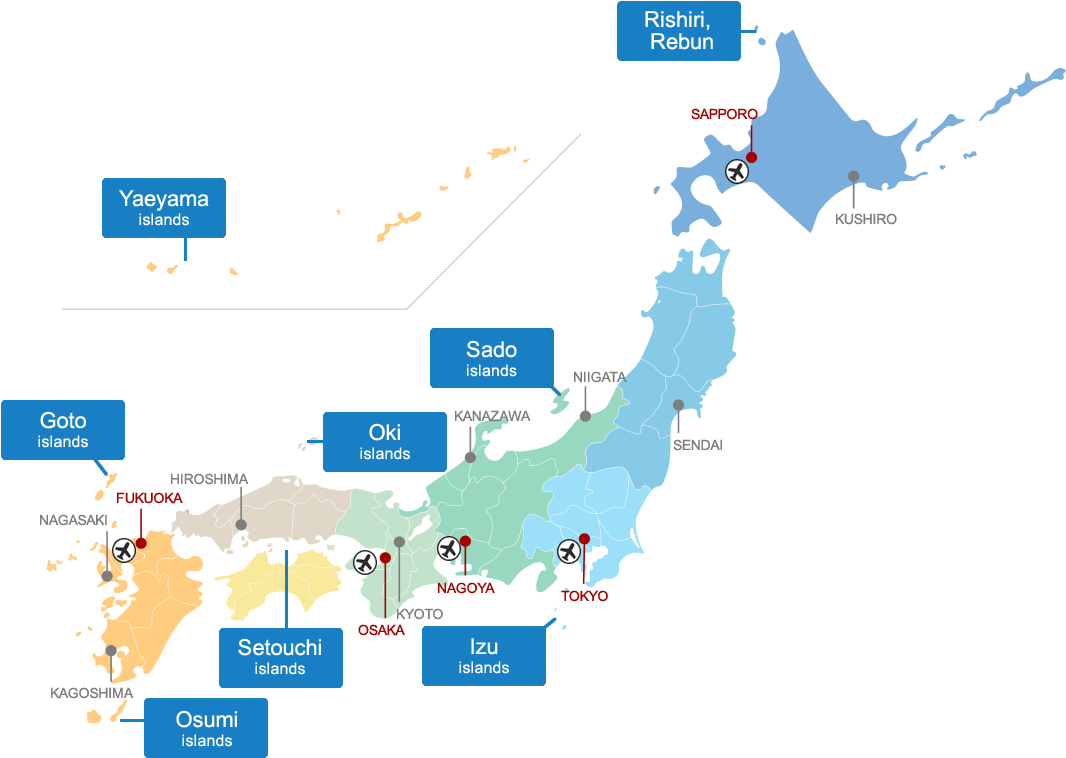 Japan Island Groups Map PNG