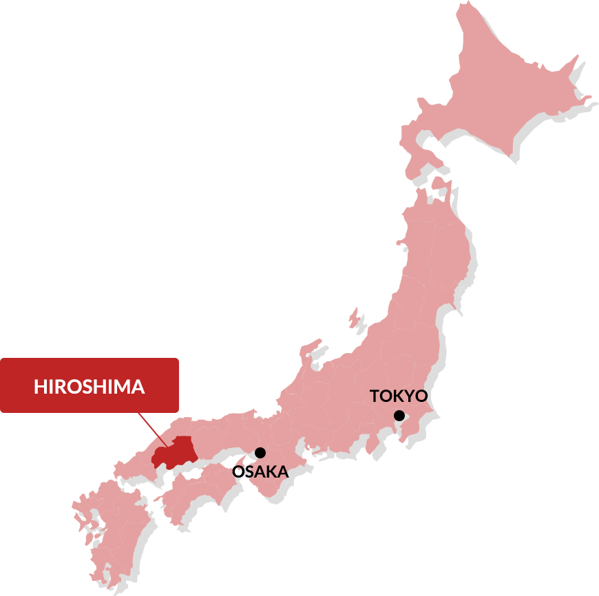 Japan Map Highlighting Hiroshima Osaka Tokyo PNG