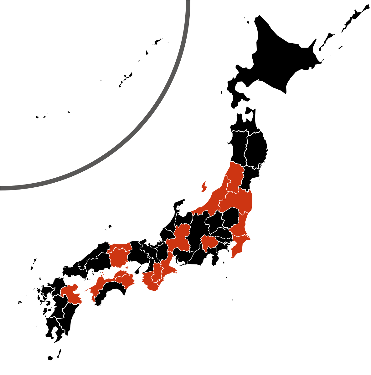 Japan Map Highlighting Kyoto PNG