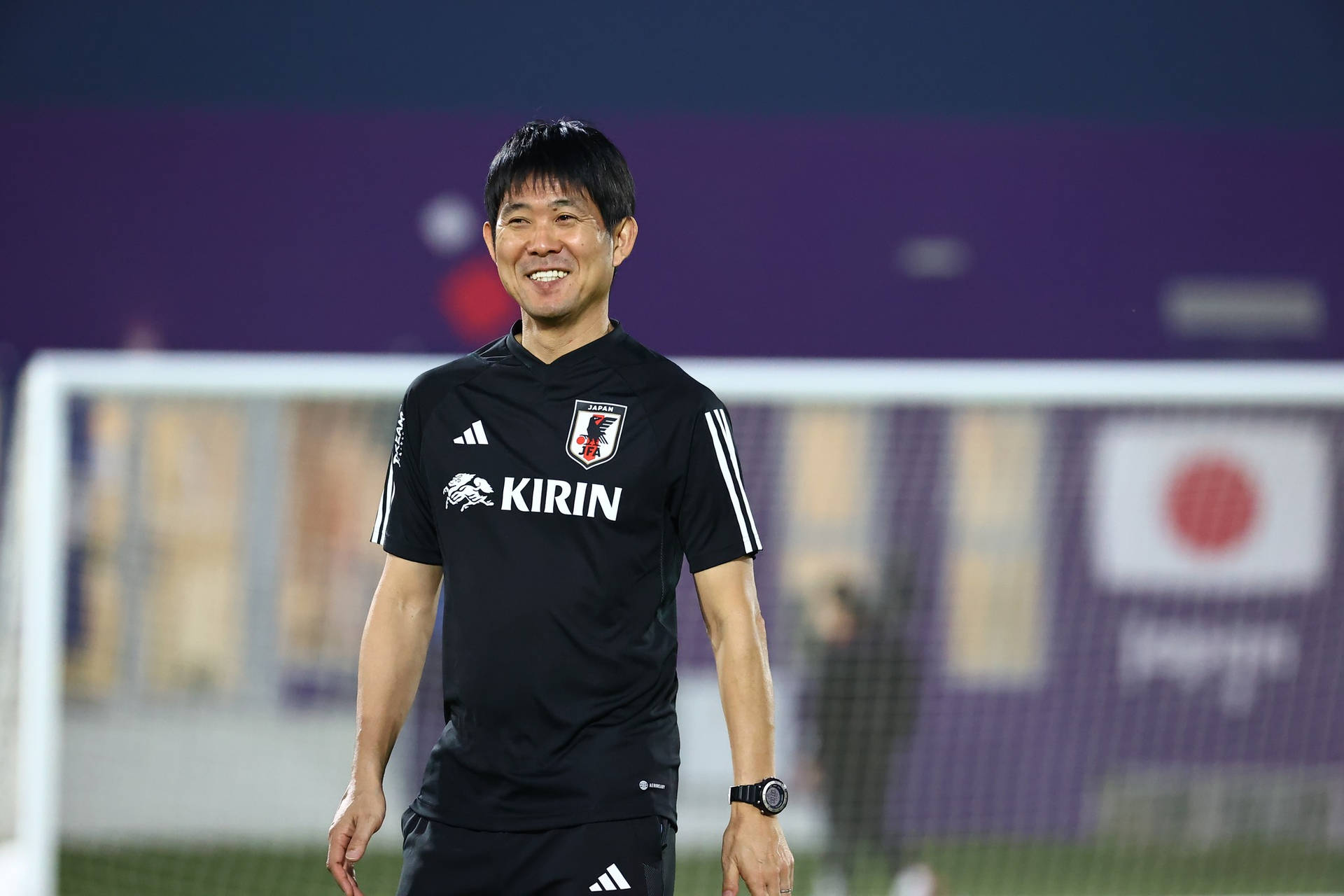 Japan National Football Team Smiling Coach Hajime Moriyasu Wallpaper