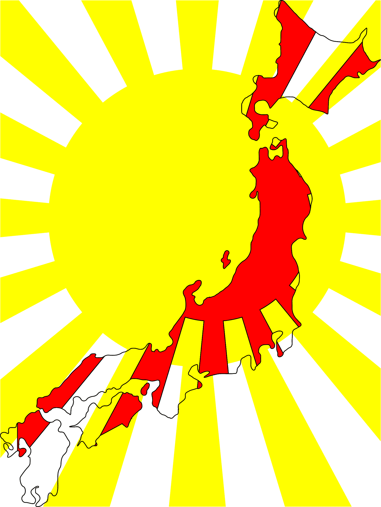Japan Rising Sun Map Graphic PNG