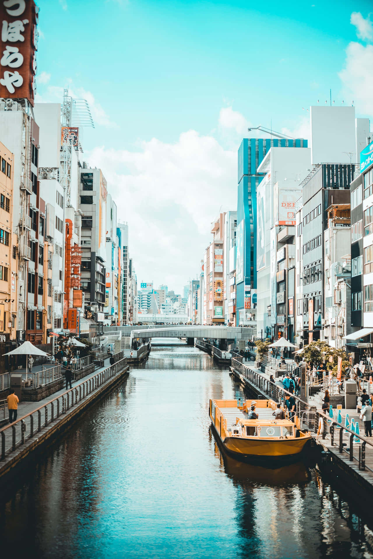 Japan Stedelijk Kanaal Landschap Achtergrond