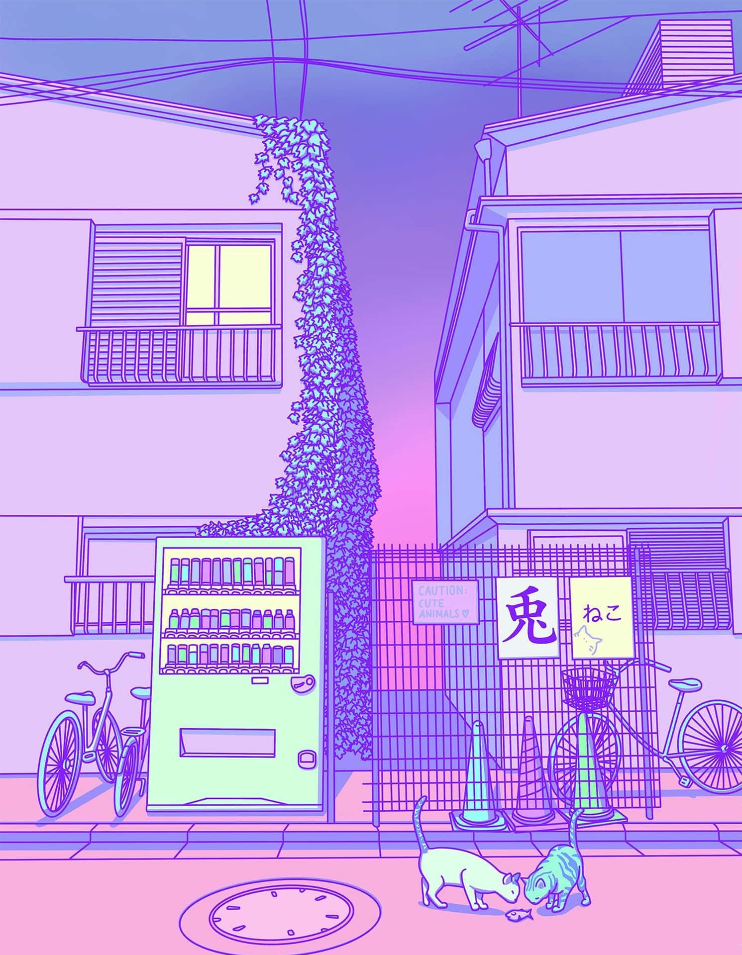Japanese Purple Aesthetic Art Desktop Wallpaper