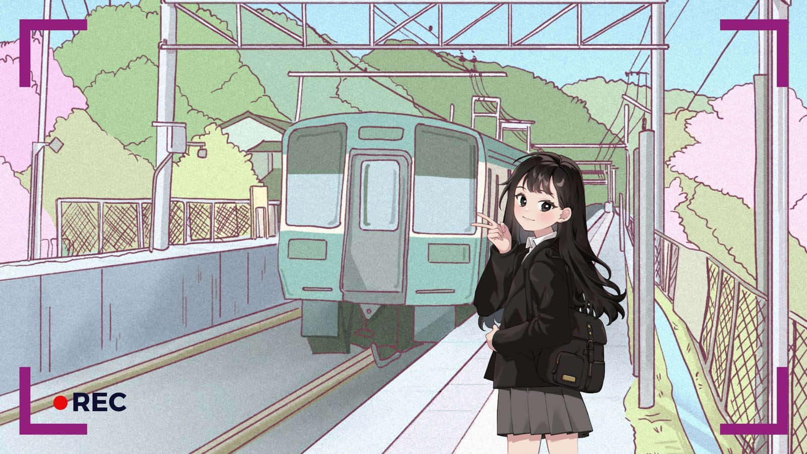 Japanese Aesthetic Girl In Station Desktop Wallpaper