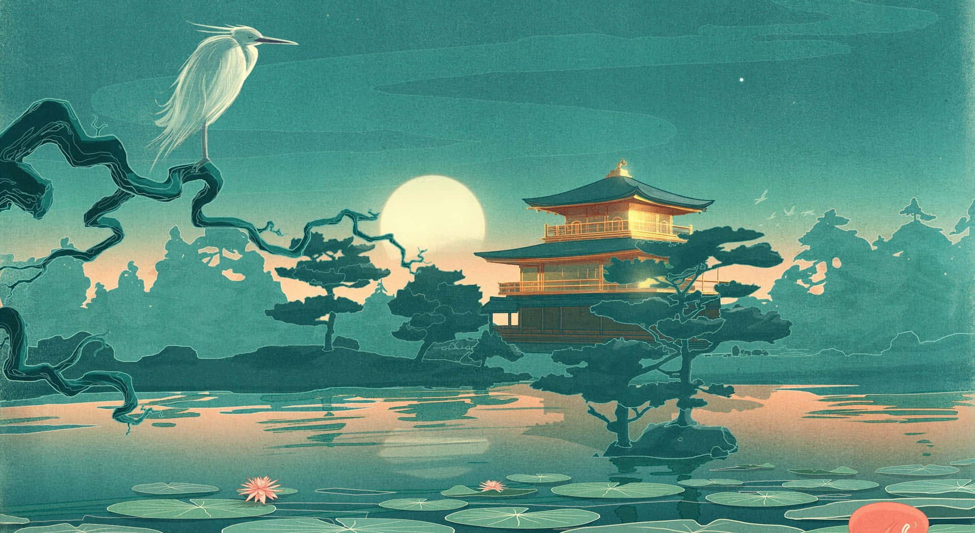 Eindesktop-hintergrund Inspiriert Von Der Japanischen Ästhetik Wallpaper