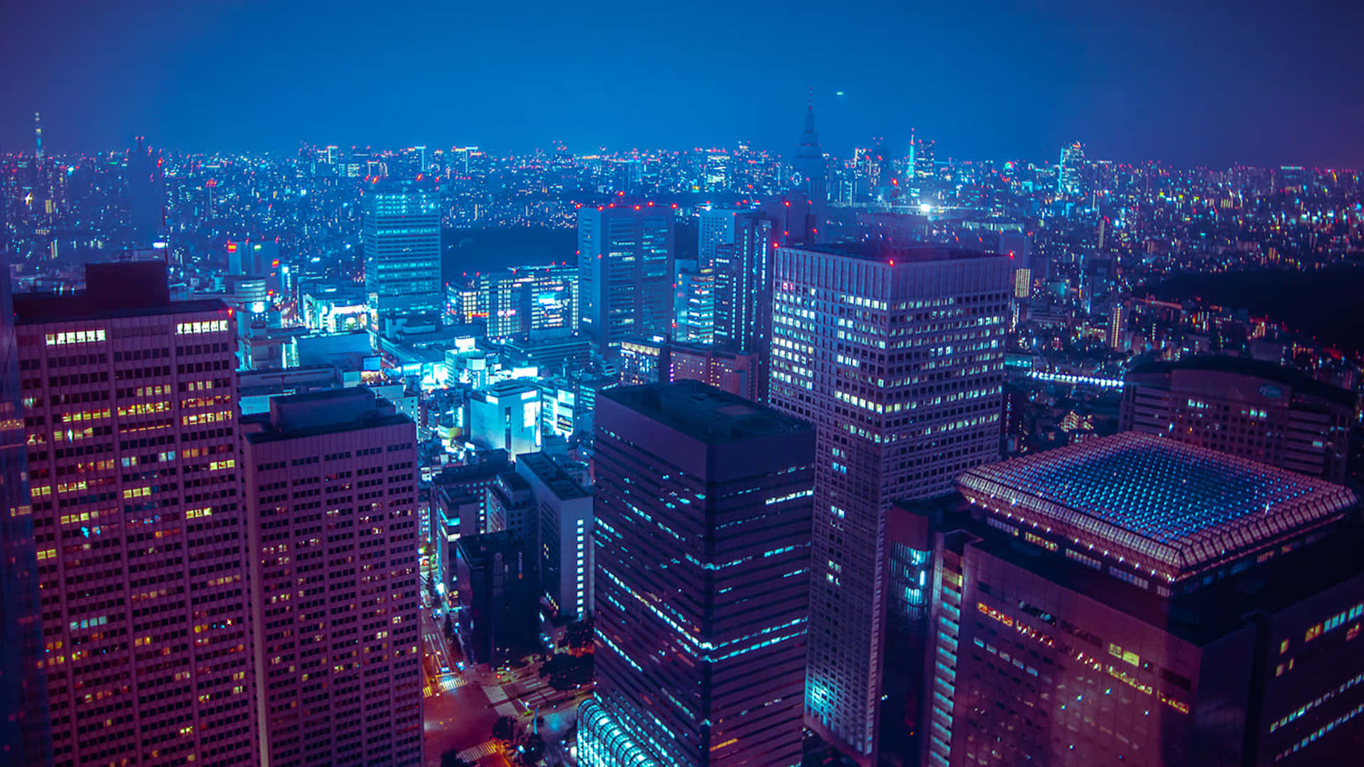 Artede La Estética Japonesa De La Ciudad Para El Escritorio Fondo de pantalla