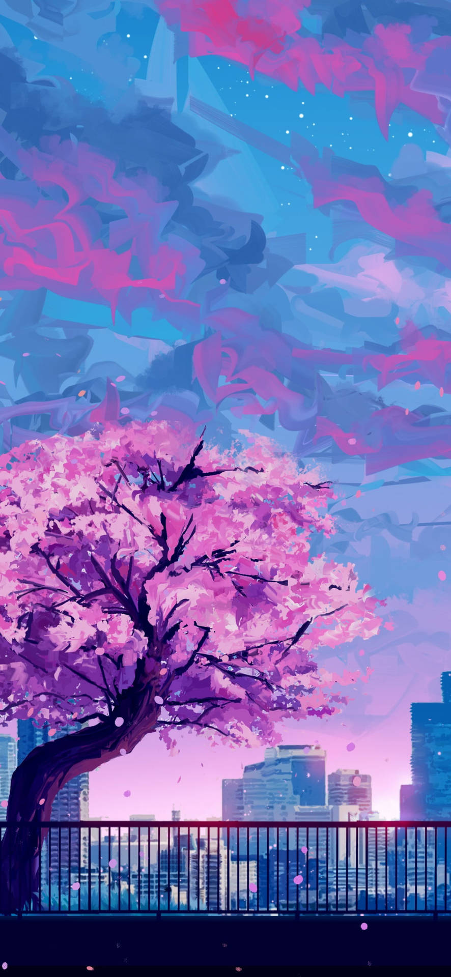 Japanese Aesthetic Iphone Bending Sakura Tree Wallpaper
