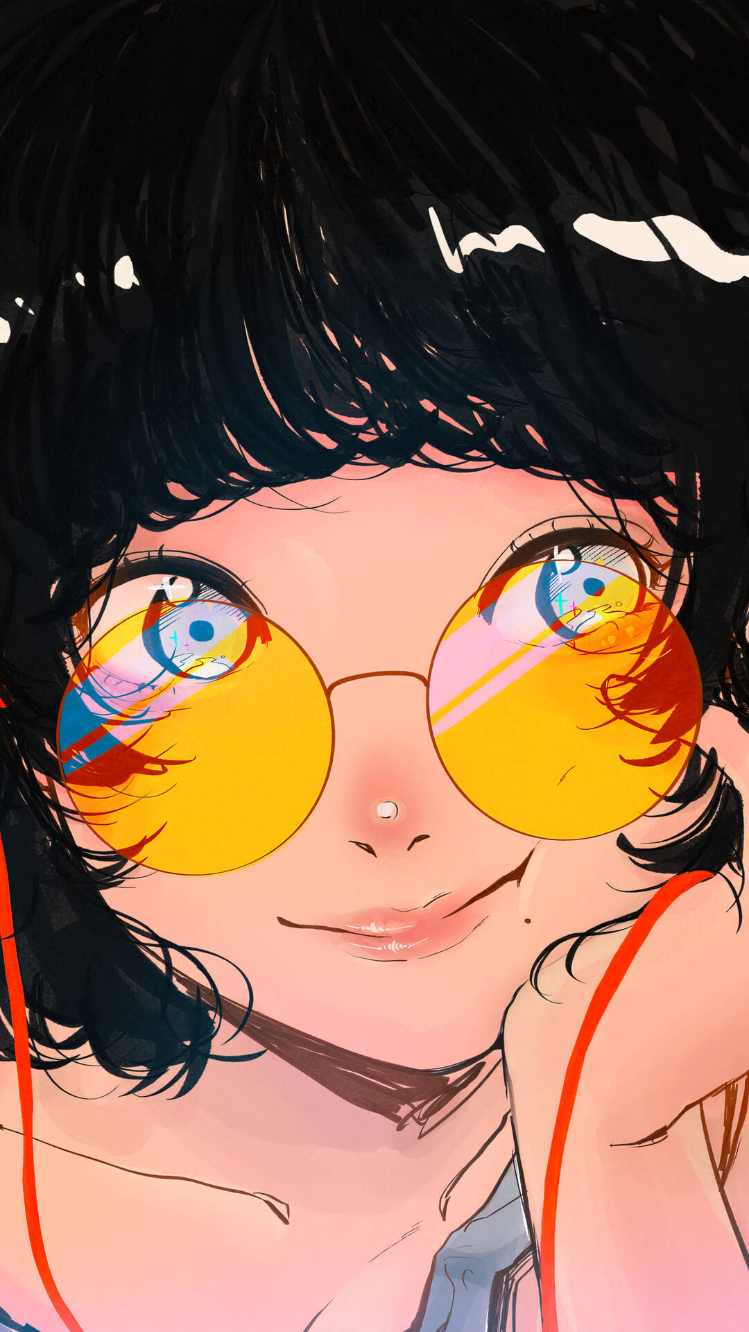 Japanese Aesthetic Iphone Girl With Yellow Sunglasses