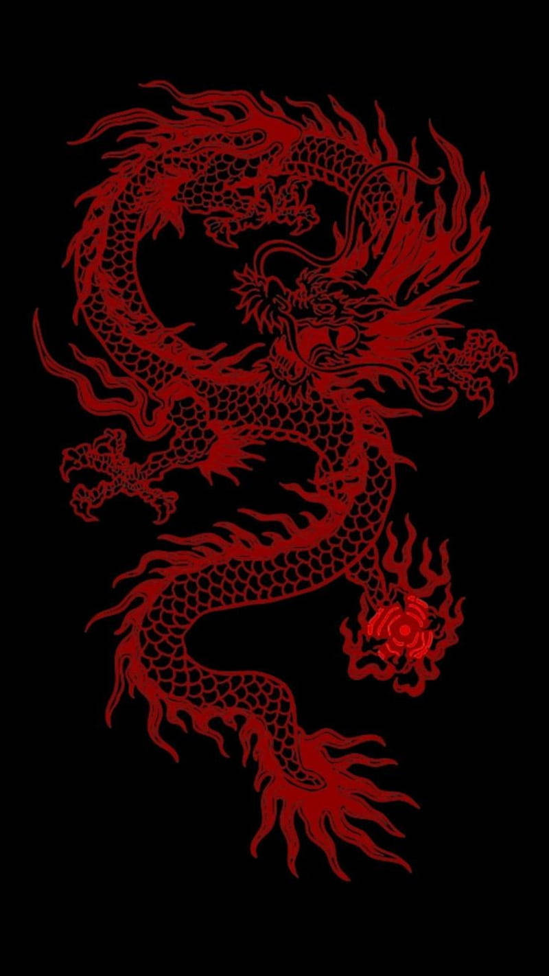 Japanese Aesthetic Red Dragon Wallpaper