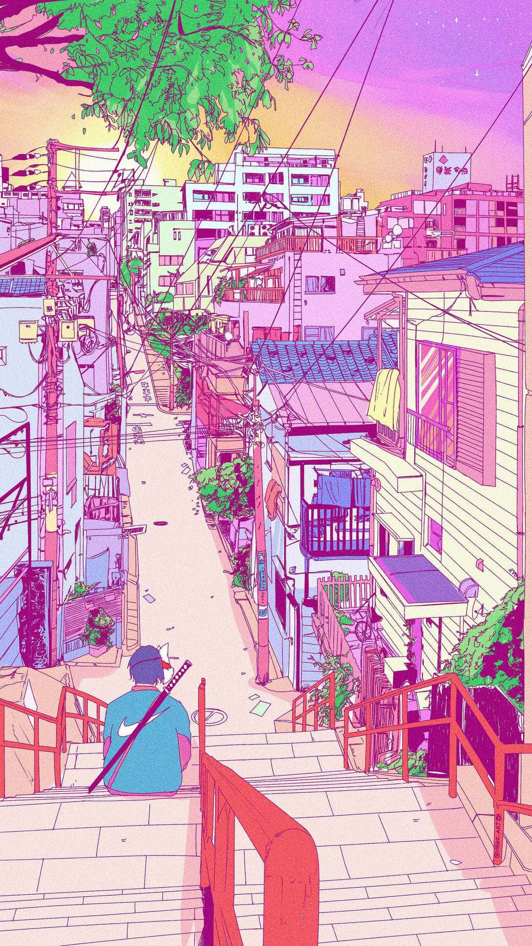 Japansk Anime Æstetisk 1080 X 1920 Wallpaper