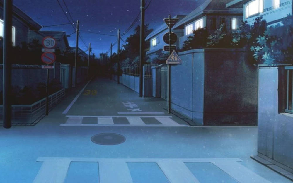 Download Japanese Anime Dark Street Night Wallpaper 