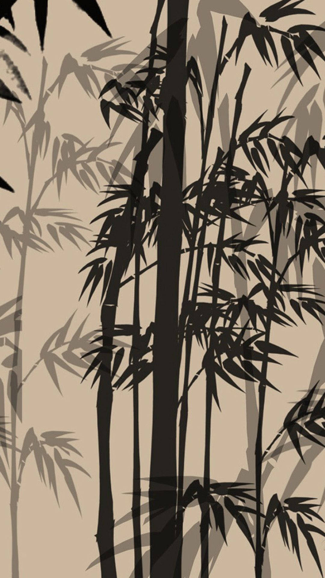 Japanese Bamboo Ink Art IPhone Wallpaper