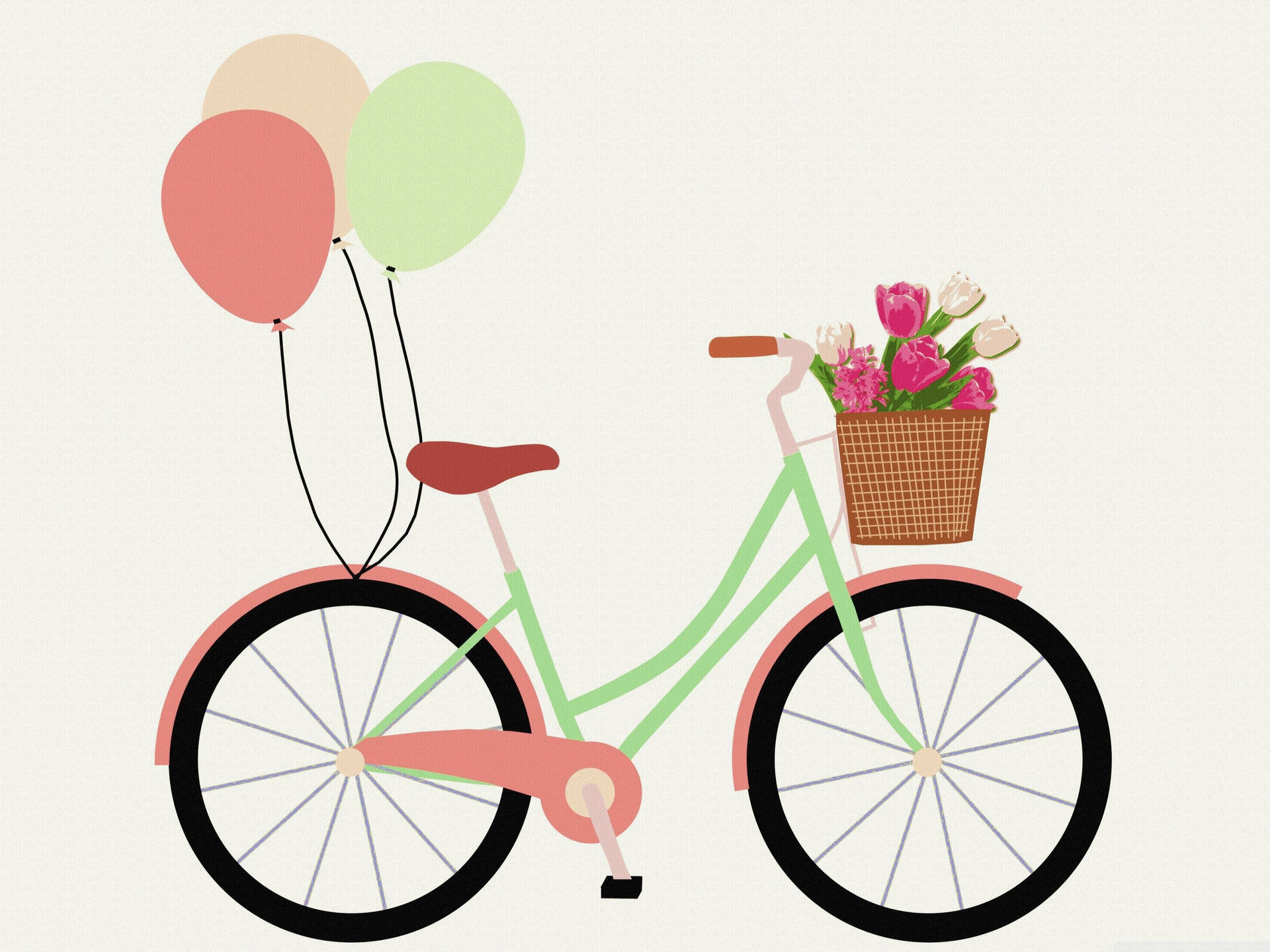 Bicicletajaponesa En Tonos Pastel Rosa. Fondo de pantalla