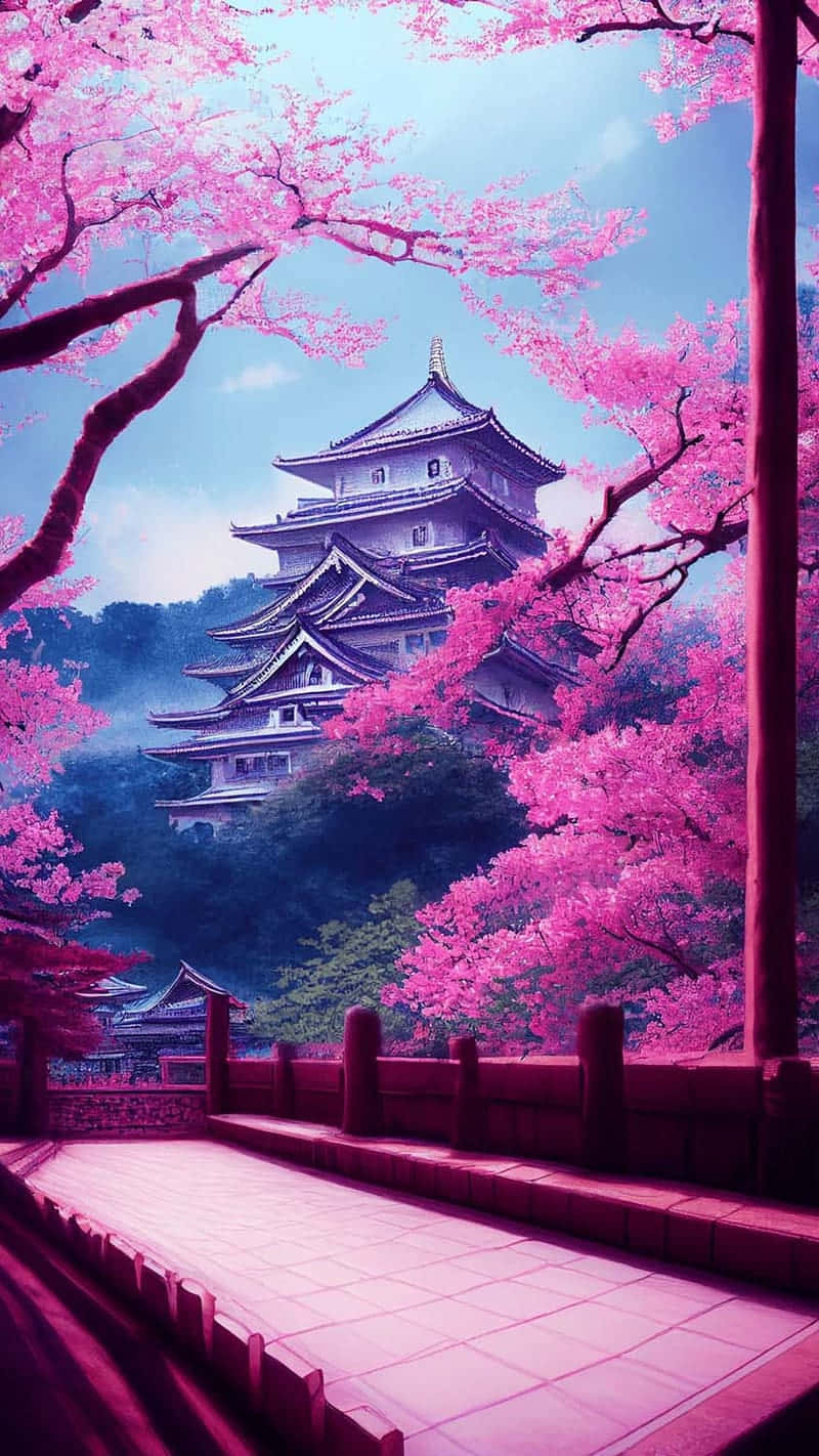 Japanese Cherry Blossom Castle Wallpaper Wallpaper