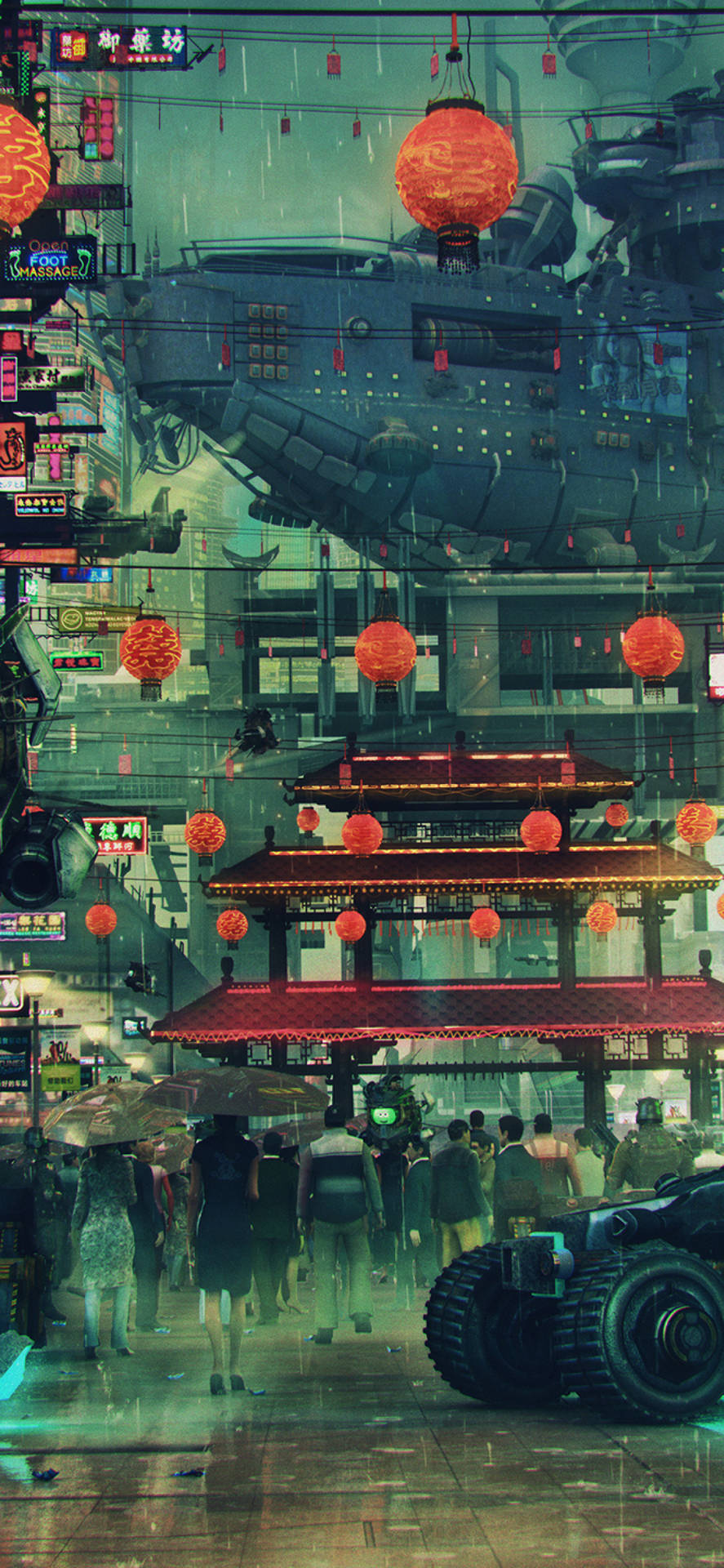 Japanese City Cyberpunk Iphone X Background
