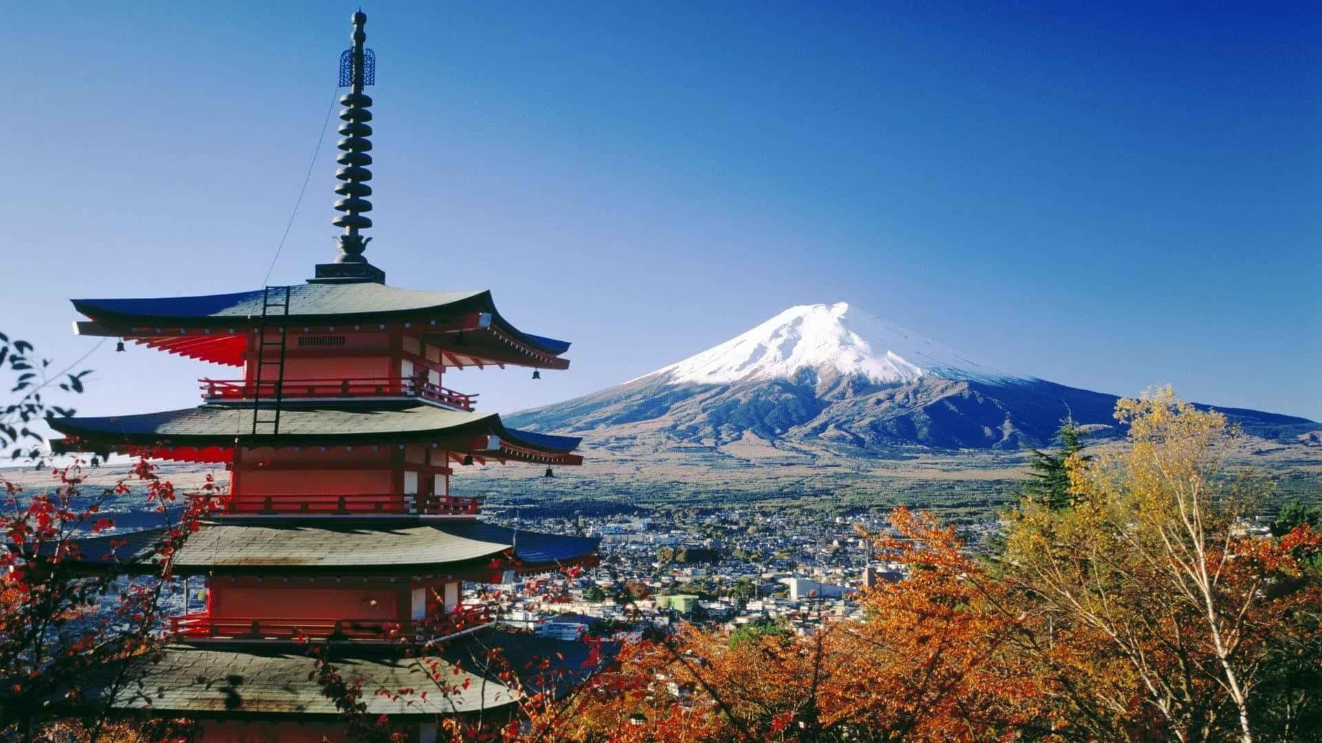 Traditional Japanese Buildings adorn this desktop background Wallpaper