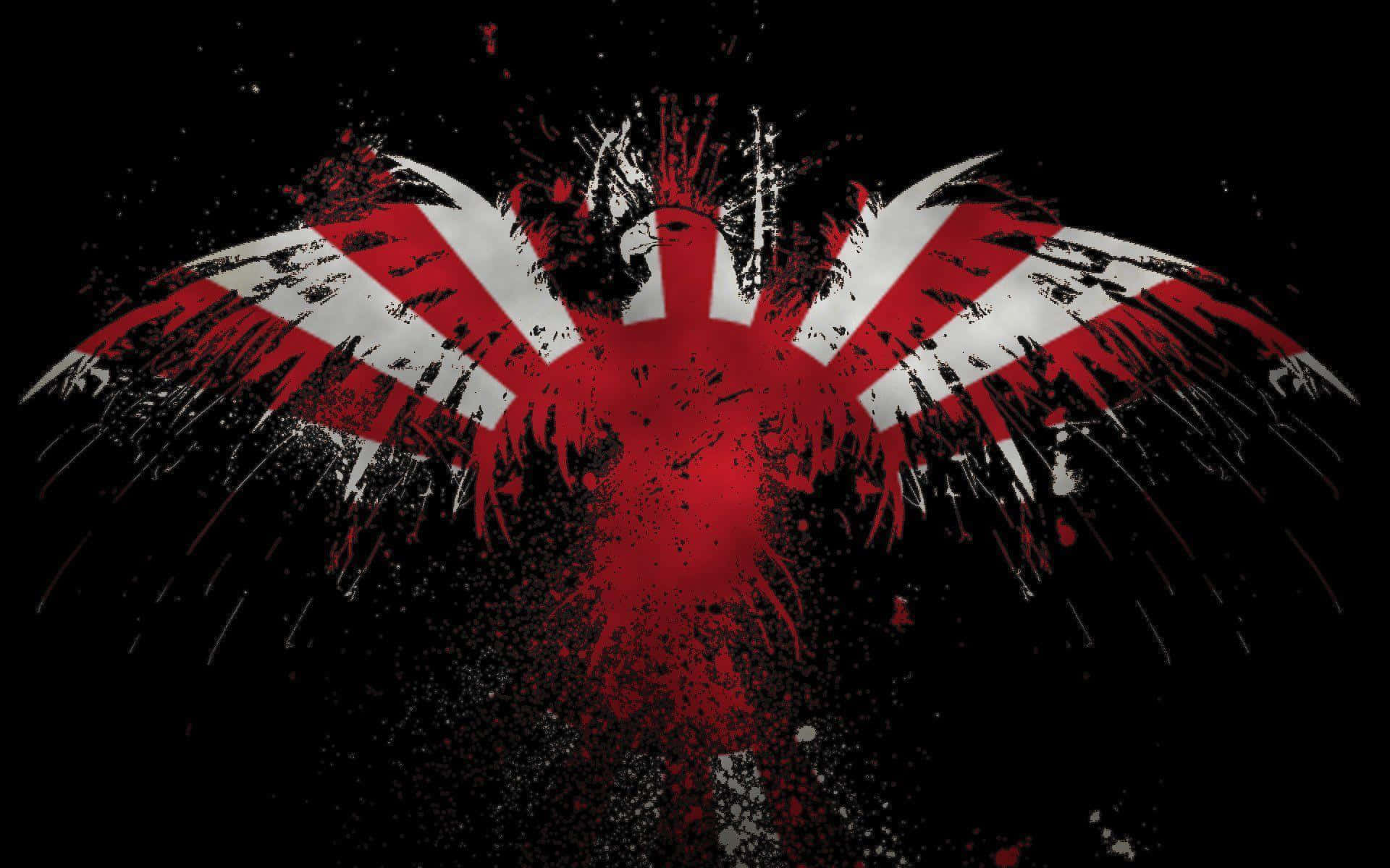 A Red And White Wing With A Japanese Flag On It Wallpaper