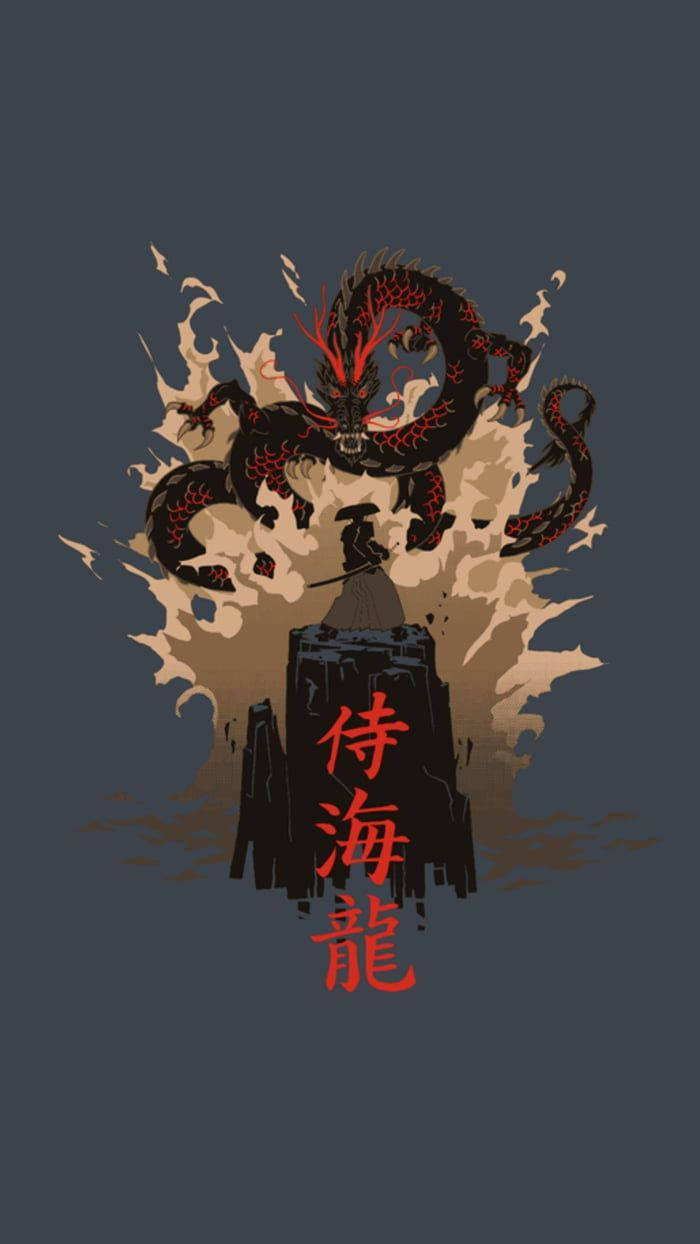 Japanese Dragon And A Samurai Wallpaper