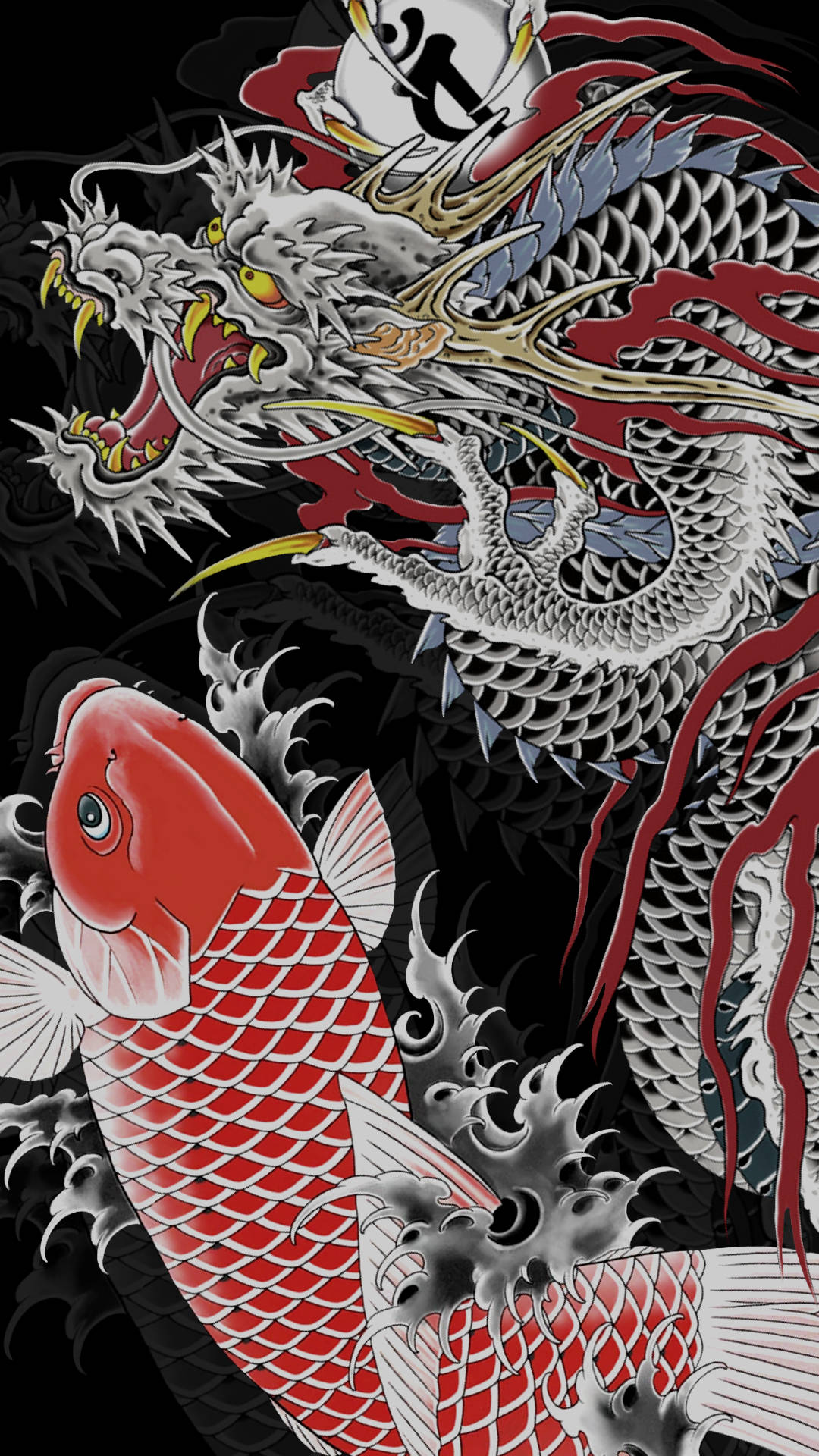 Japanese Dragon And Koi Wallpaper