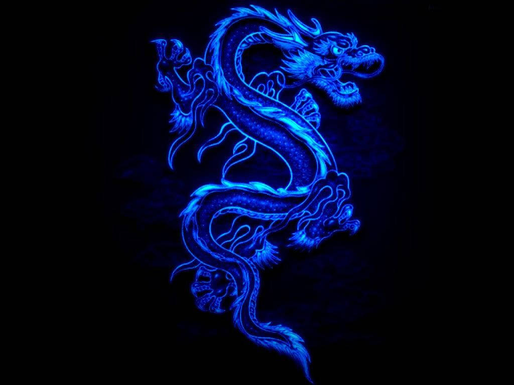 Japanese Dragon Art Glowing Blue Dragon Wallpaper