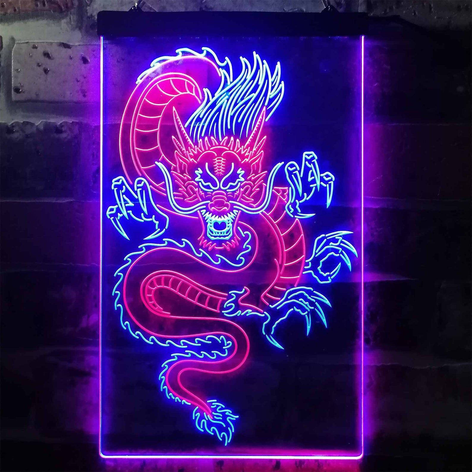 Japanese Dragon Art Neon Light Wallpaper