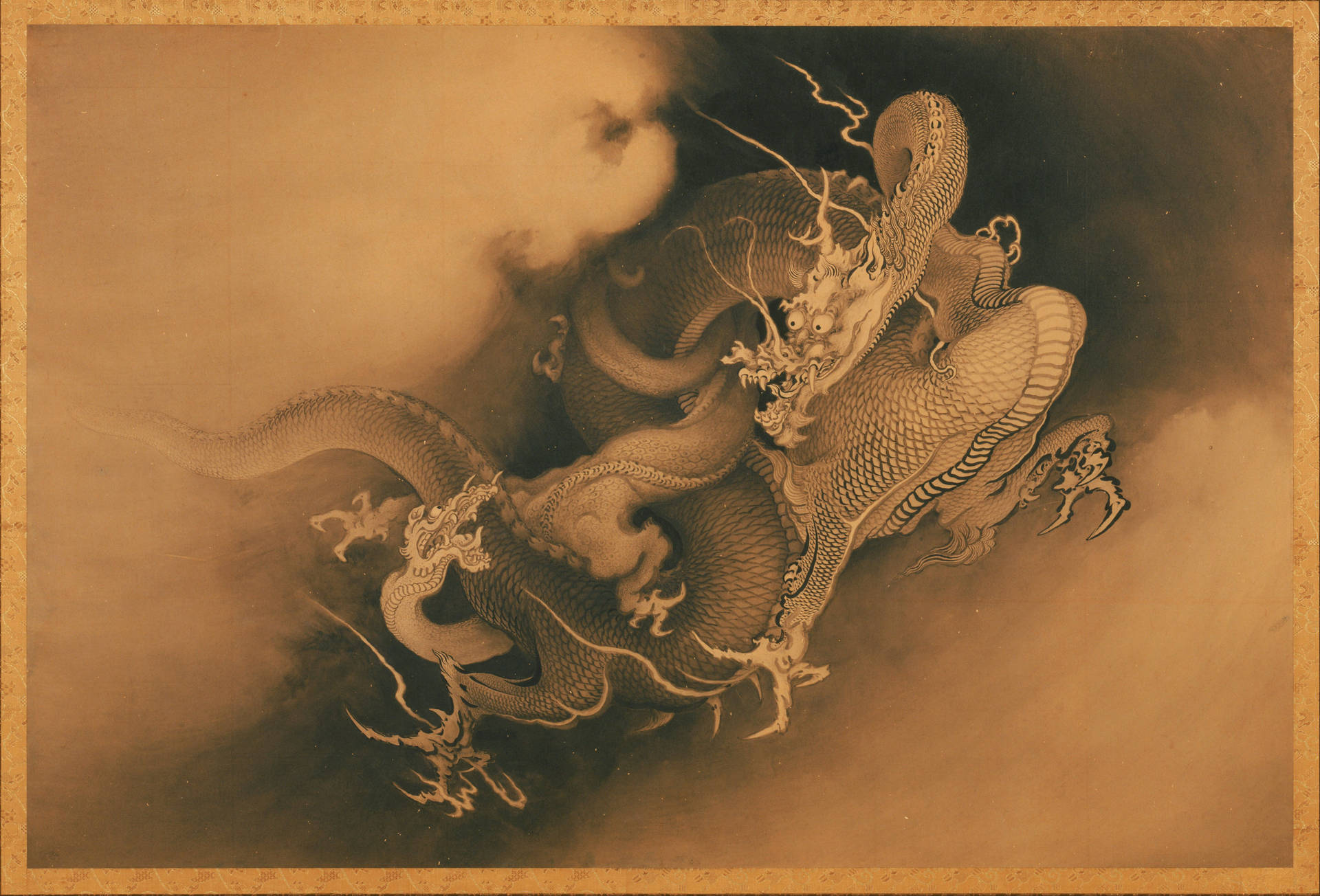 Japanese Dragon Art On Thick Cloud Wallpaper