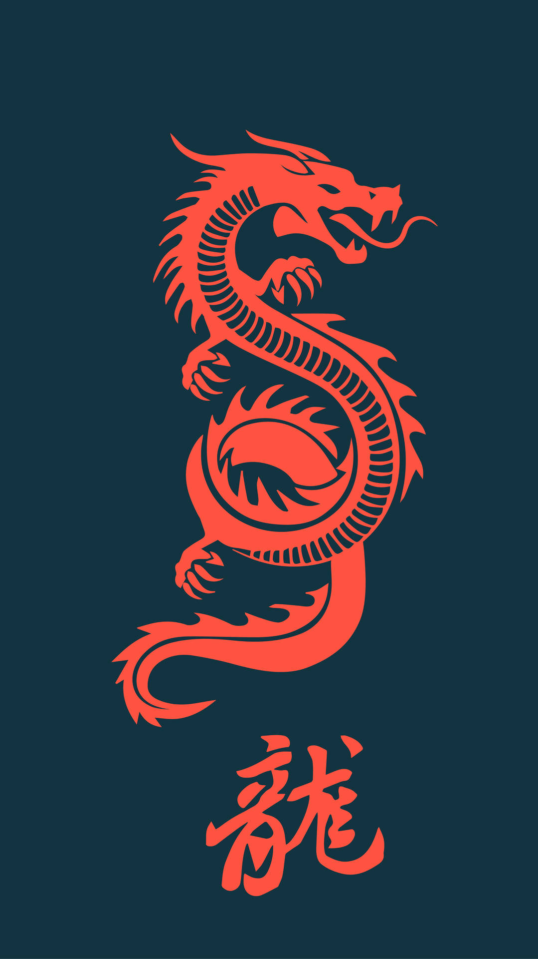 Japanese Dragon Art Red Stencil Background