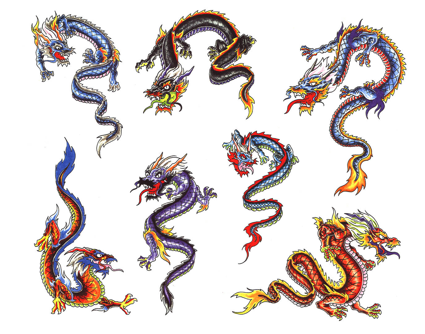 Collage Del Tatuaggio Del Drago Giapponese Sfondo
