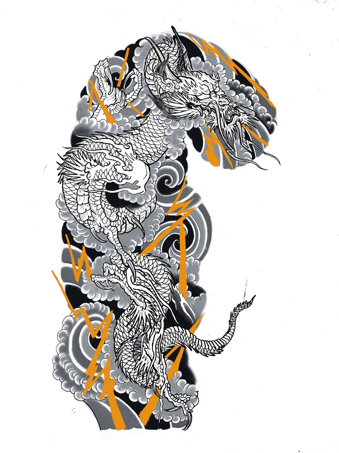 Arte Dell'illustrazione Del Tatuaggio Del Drago Giapponese Sfondo