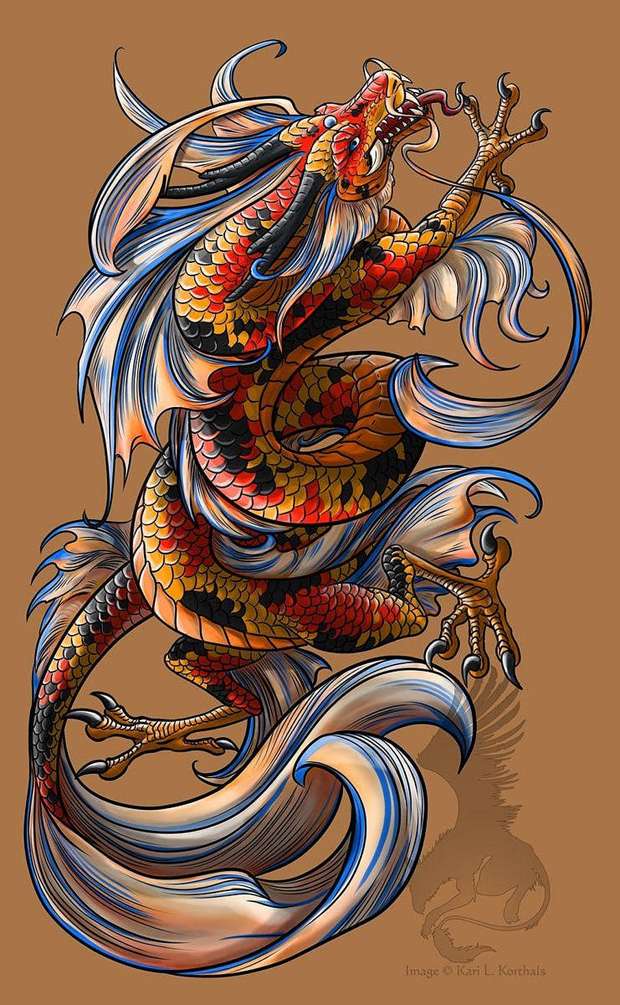 Japanese Dragon Tattoo Koi Fish Art Wallpaper