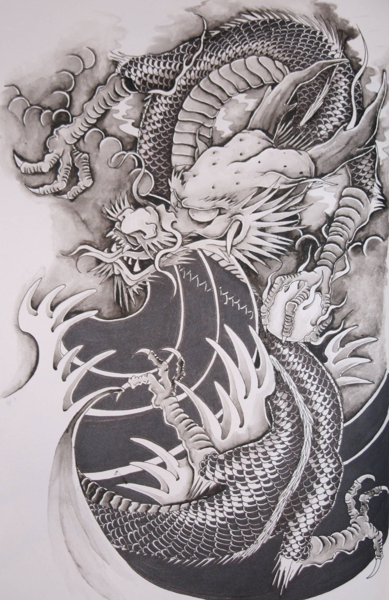 Download Japanese Dragon Tattoo Sharp Claws Wallpaper | Wallpapers.com