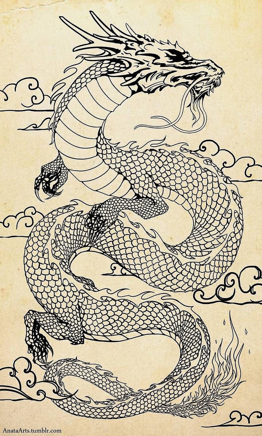 Japanskdrak-tatueringsskiss Wallpaper
