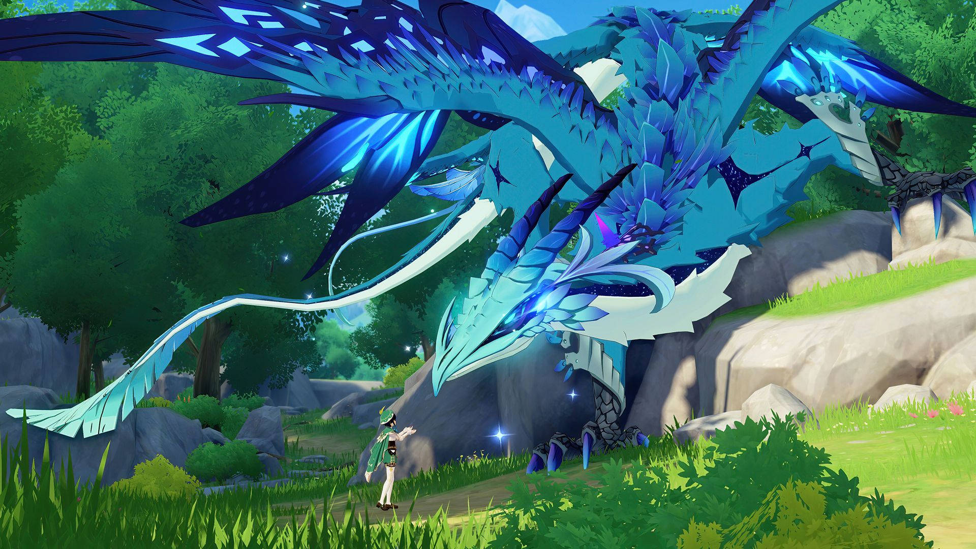 Japanese Dragon With Glowing Blue Wings