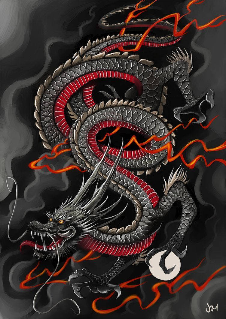 Japanese Dragon With Red Underbelly Wallpaper