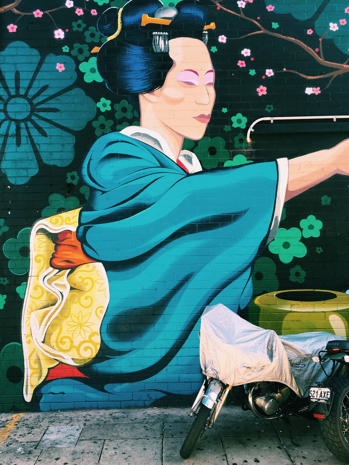 Japansk Geisha Street Art Wallpaper