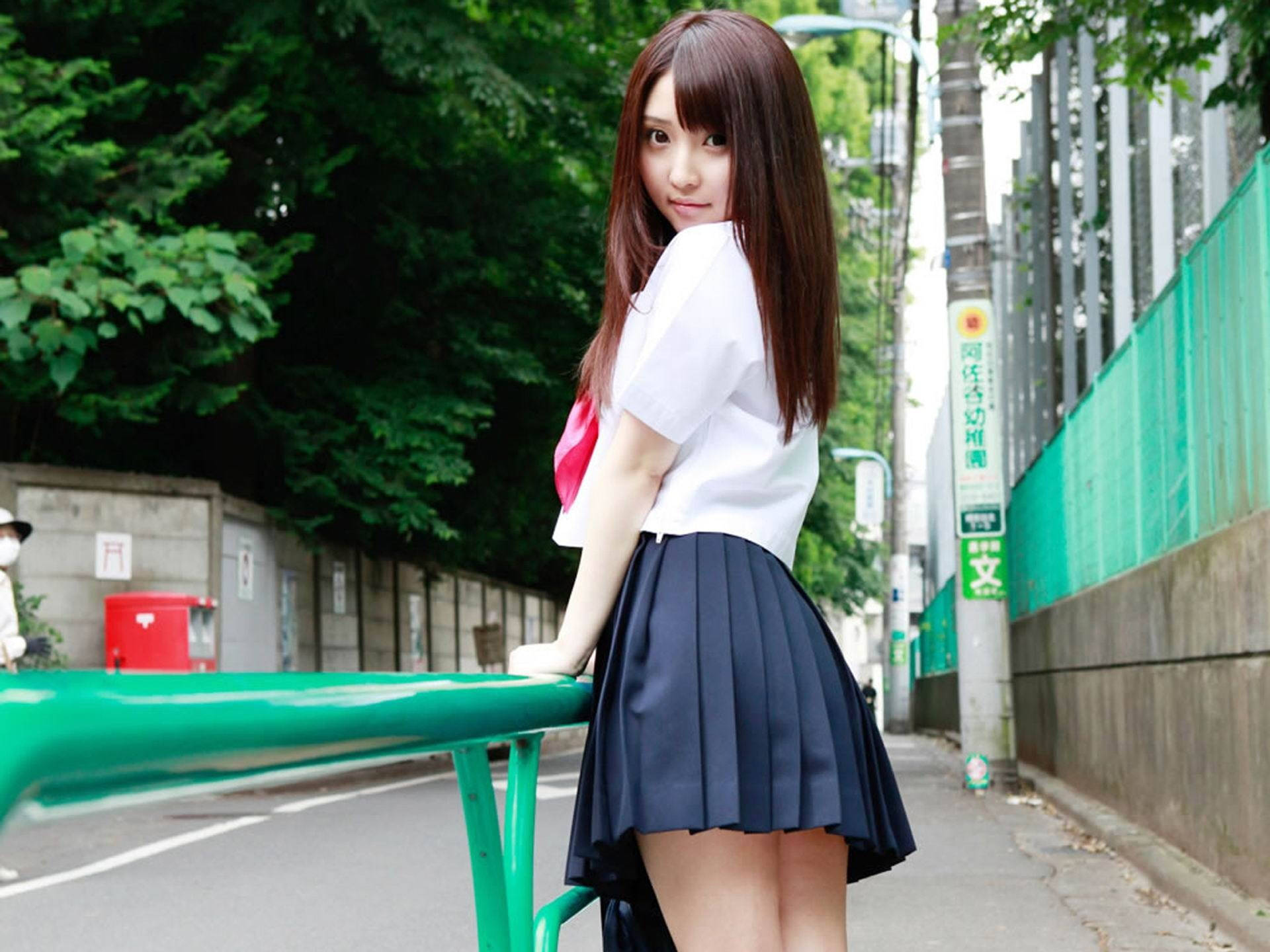 Japanese Girl In School Uniform Background