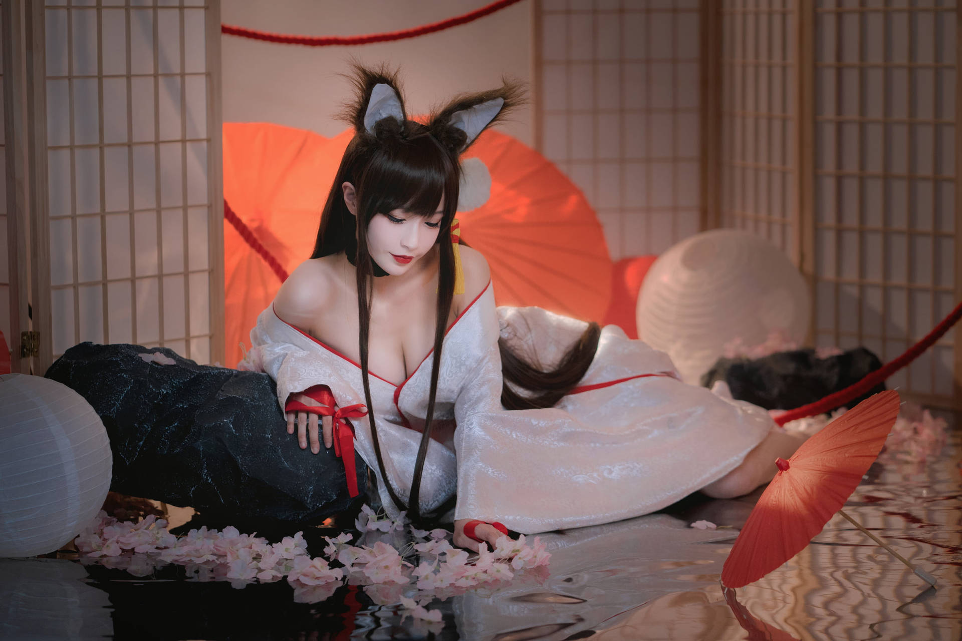 Japanese Girl With Cat Ears Background