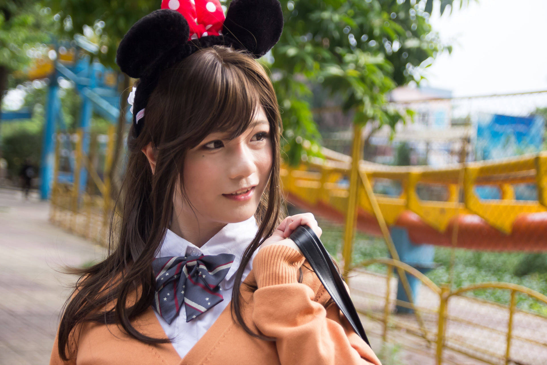 Japanese Girl With Minnie Ears Wallpaper