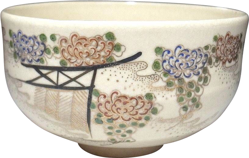Japanese Kyoto Style Ceramic Bowl PNG