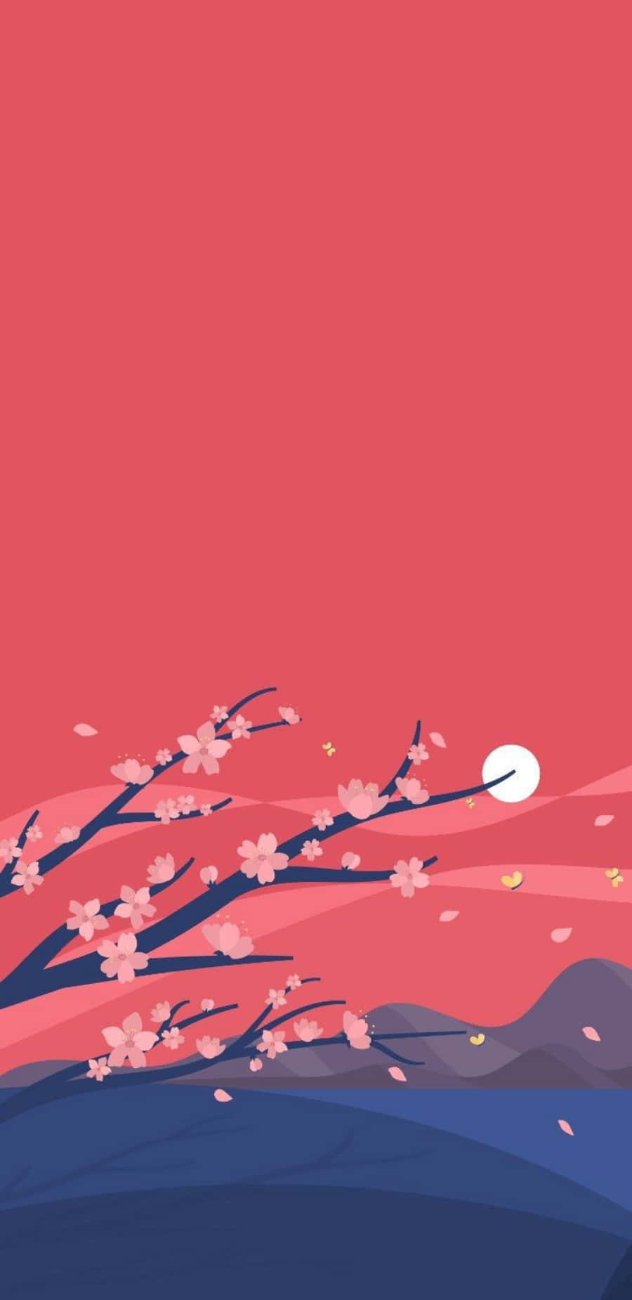Lovely Cherry Blossoms Japanese Minimalist Wallpaper