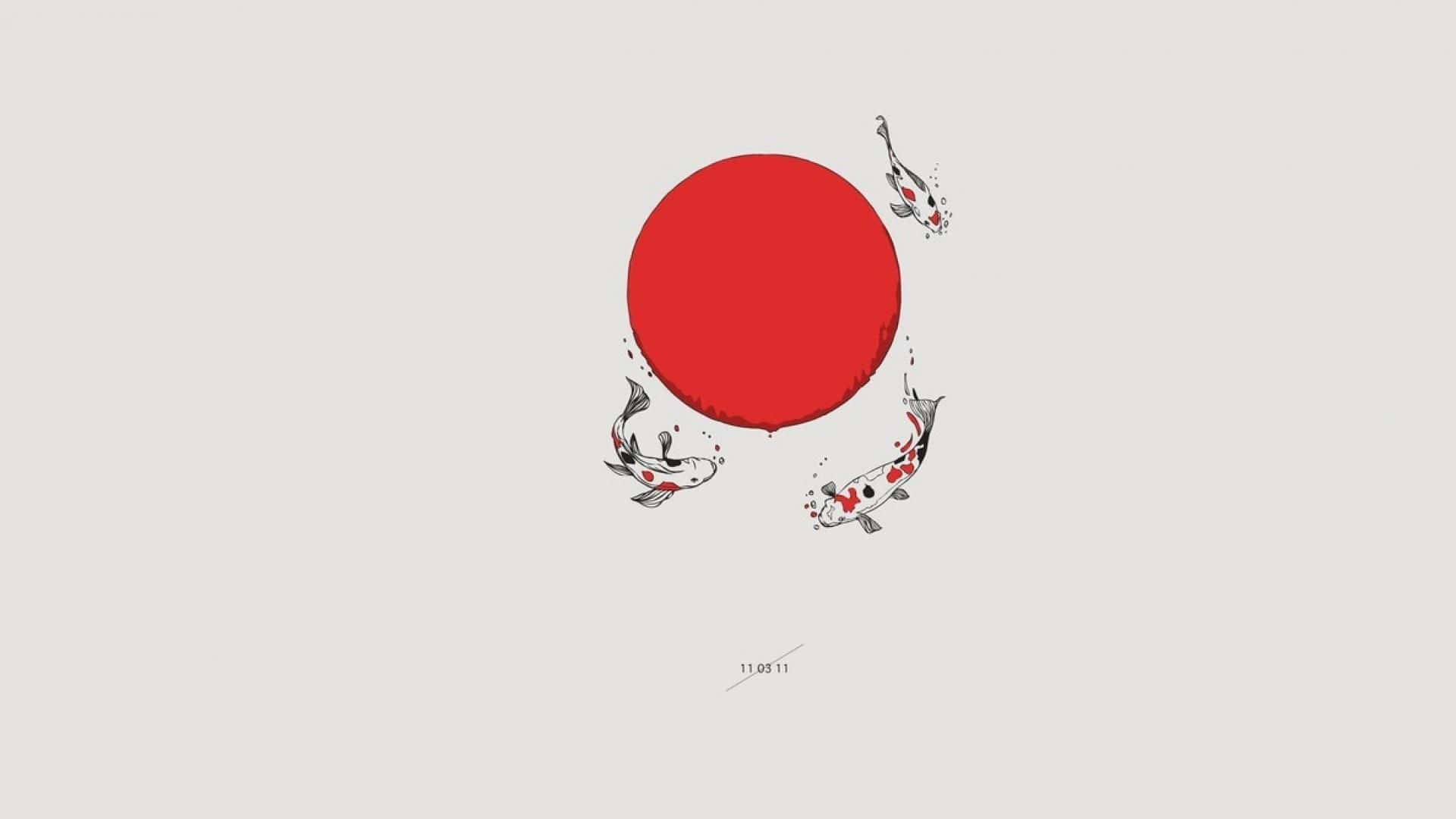Japanese Minimalist Flag Cherry Blossoms Wallpaper