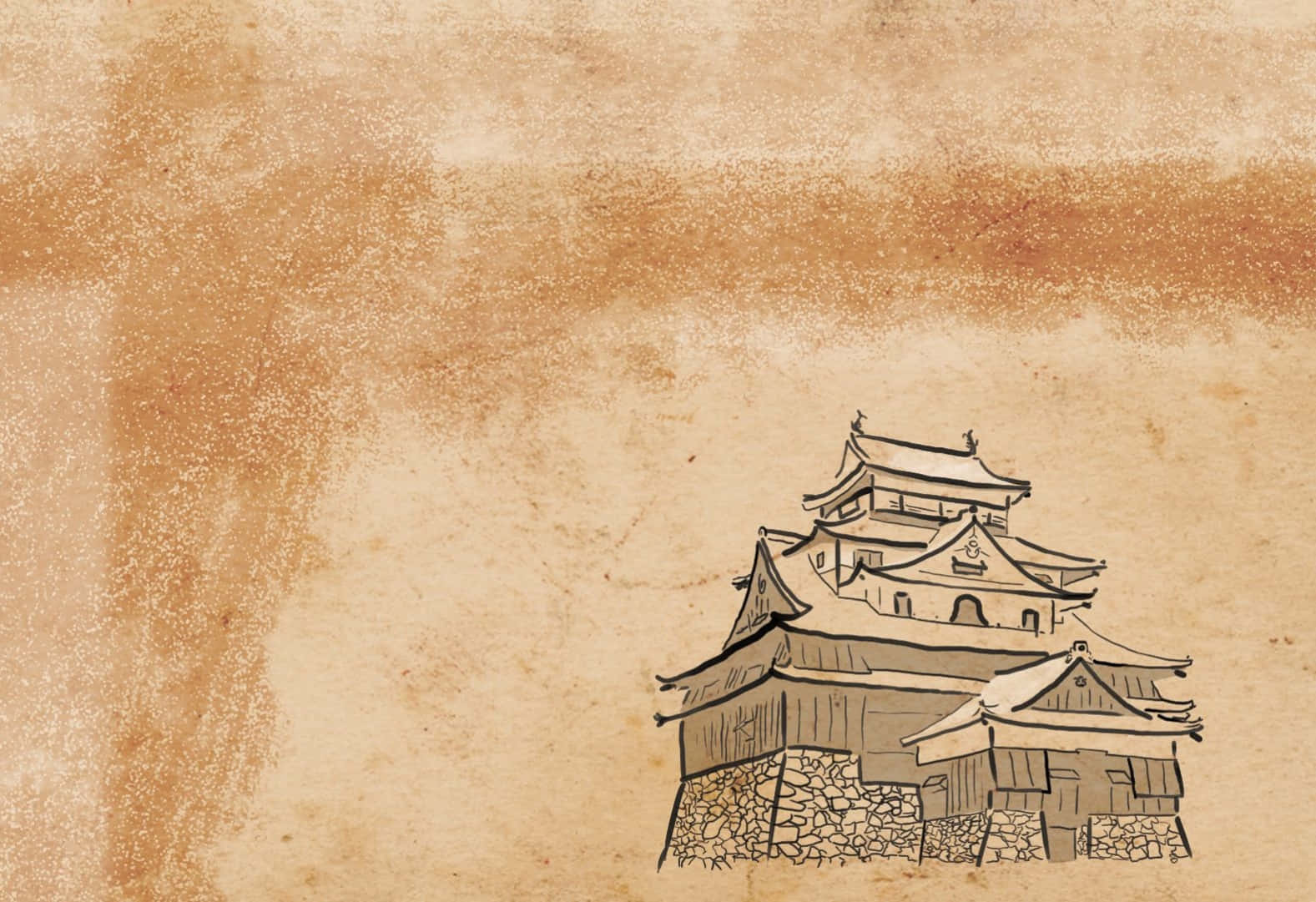Japansk minimalistisk digital tegning hus Wallpaper