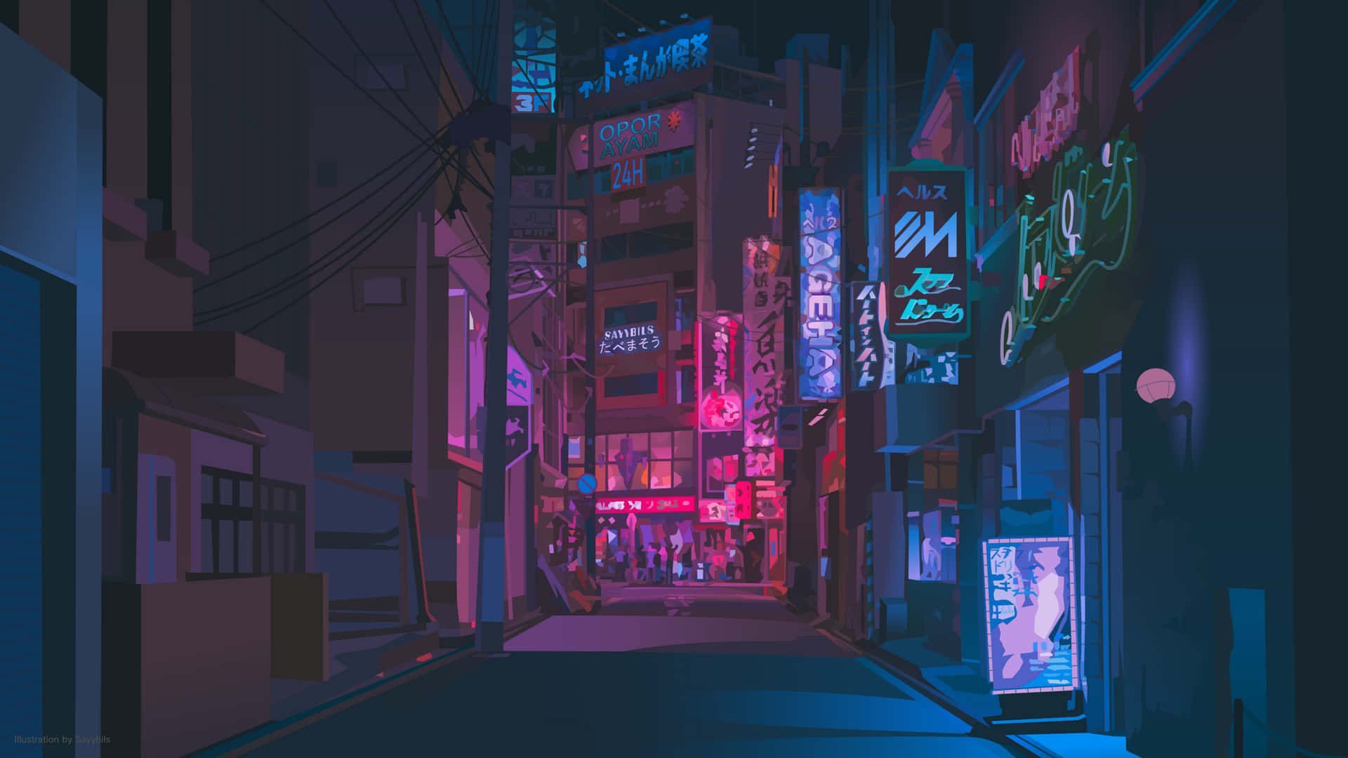 Vibrant colors light up the night in Tokyo, Japan Wallpaper