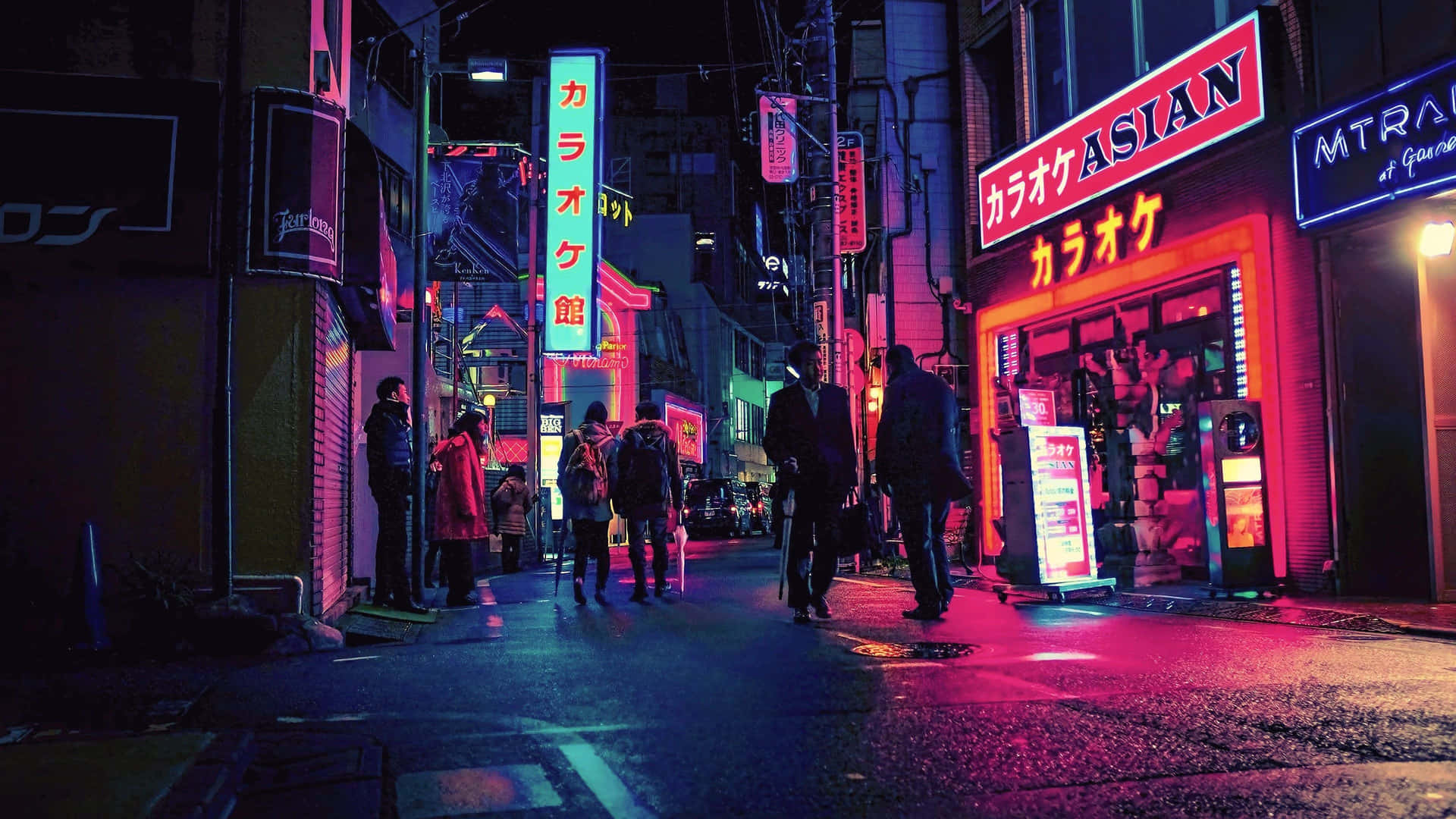 Et stunning bybillede af neon skilte i Tokyo, Japan. Wallpaper